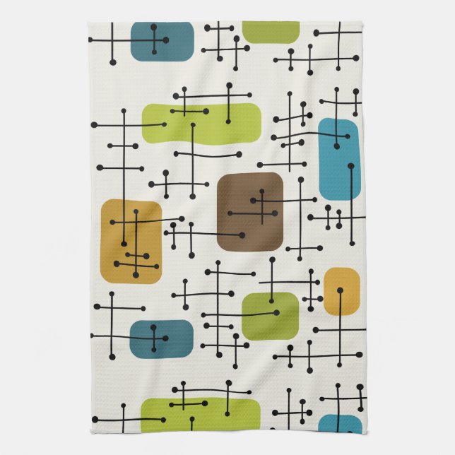 Eames Era Art Crosshairs aus den 50er Jahren Geschirrtuch (Vertikal)
