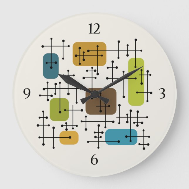 Eames Era Art Crosshairs aus den 50er Jahren Große Wanduhr (Vorderseite)