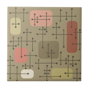 Eames Era Art Crosshairs Botanical aus den 1950er Fliese