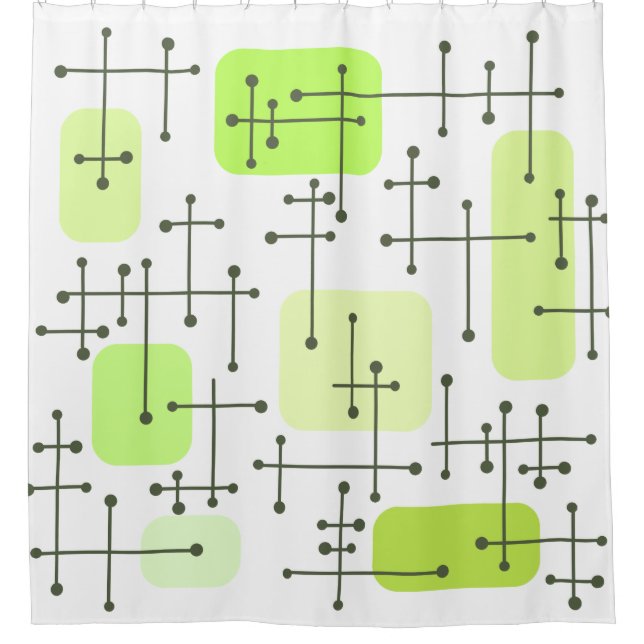 Eames Era Art Crosshairs Chartreuse der 50er Jahre Duschvorhang (Vorderseite)