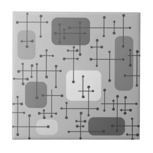 Eames Era Art Crosshairs Gray der 50er Jahre Fliese