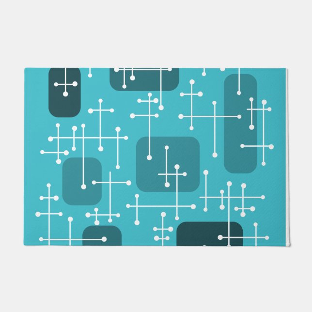 Eames Era Art Crosshairs Türkis in den 50er Jahren Fußmatte (Vorderseite)