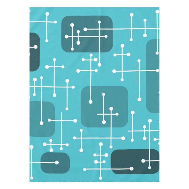 Eames Era Art Crosshairs Türkis in den 50er Jahren Tischdecke (Vorderseite)