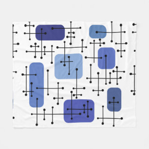 Eames Era Art Crosshairs White Blue 1950 Fleecedecke