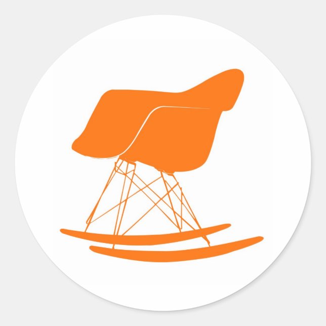 Eames rocker Stuhl in Orange Runder Aufkleber (Vorderseite)