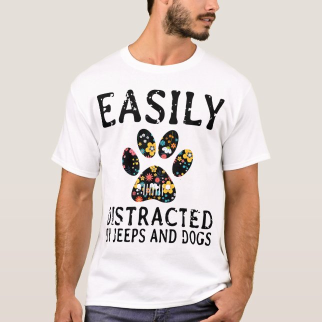 earily abgelenkt durch Jeep- und HundeT - Shirts (Vorderseite)