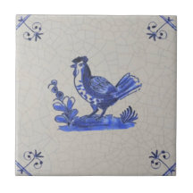 Early Blue Delft handgemalt Hen Antique Repro 