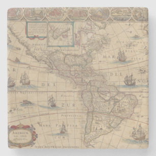 Early Map of America (Nord & Südamerika) Steinuntersetzer