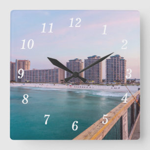 Early Navarre Beach Florida Fishing Wall Clock Quadratische Wanduhr