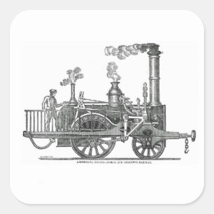 Early Steam Locomotive Quadratischer Aufkleber