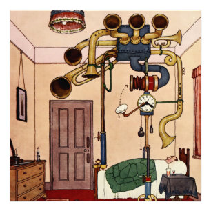"Early to Bed"-Cartoon von W. Heath Robinson Fotodruck