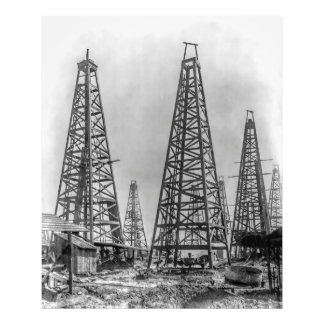 Early Wooden Oil Drilling Derricks of Texas 1901 Fotodruck