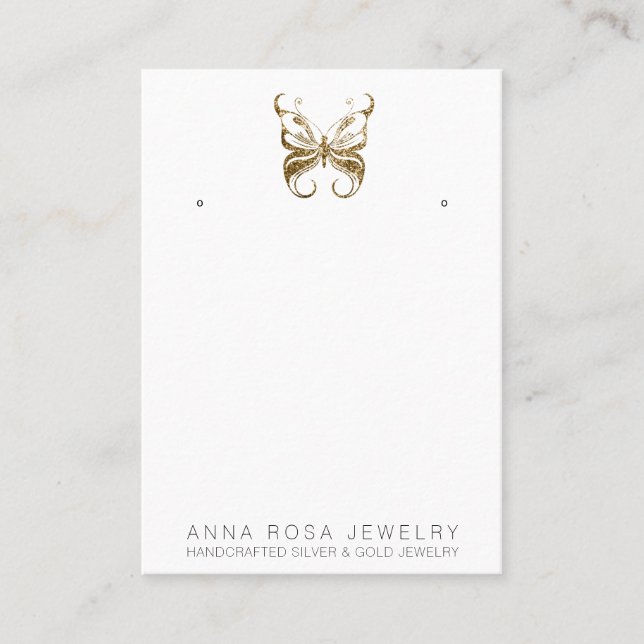 *~* EARRING ANZEIGEN QR Gold Glitzer Butterfly Bus Visitenkarte (Vorderseite)