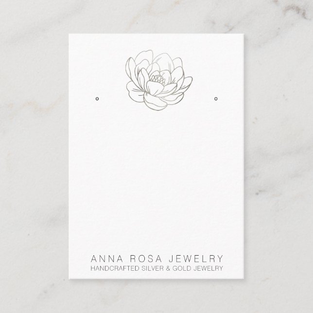 *~* EARRING ANZEIGEN QR Silver Glitzer Blume Busin Visitenkarte (Vorderseite)