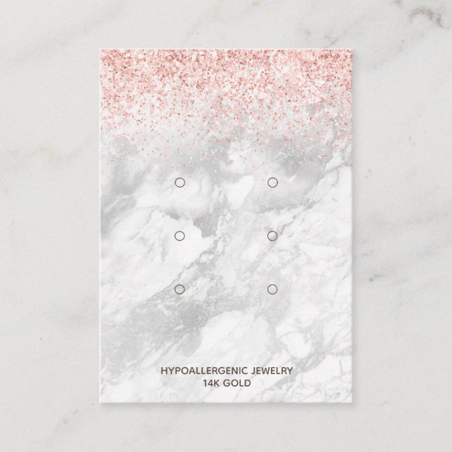 Earring Display 3 Pairs Rose Gold Glitzer Marmor Visitenkarte (Vorderseite)