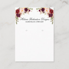 Earring Display Card Burgundy Floral Visitenkarte