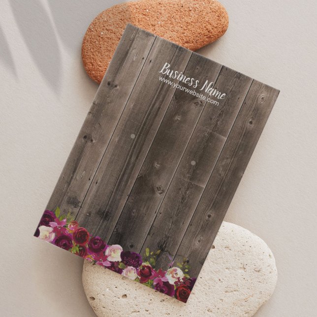 Earring Display Card Rustic Wood Burgundy Floral (Von Creator hochgeladen)