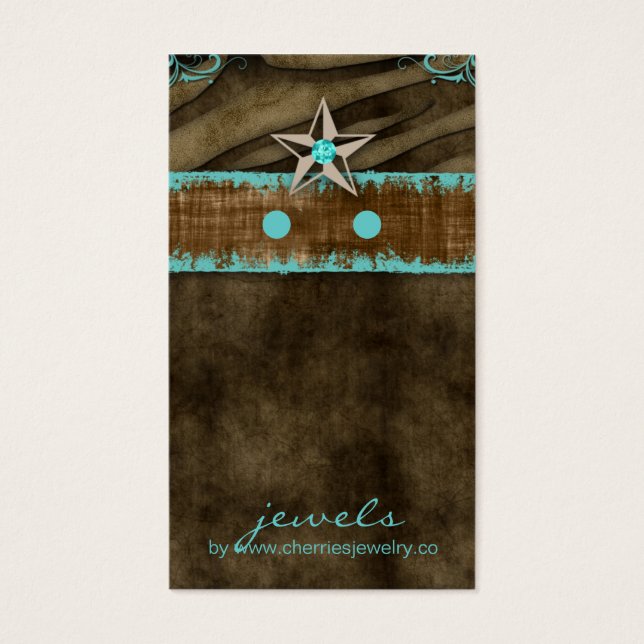 Earring Display Cards Niedlich Zebra Star Juwelier (Vorderseite)