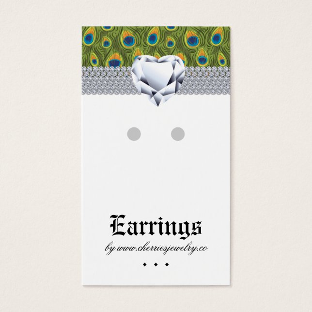 Earring Display Cards Peacock Heart Juwelen (Vorderseite)