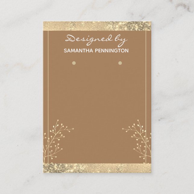 Earring Display Gold Floral Visitenkarte (Vorderseite)