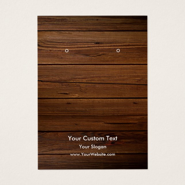 Earring Jewellery Display Card, Rustic Wood Ring (Devant)