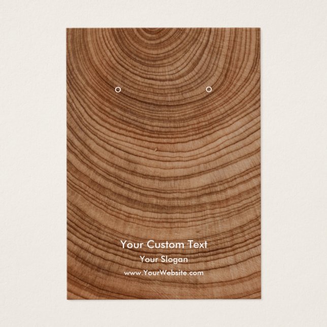 Earring Jewelry Display Card, Rustic Wood Ring (Devant)