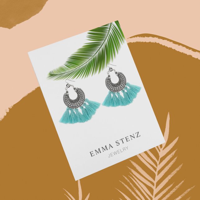 Earring Jewelry Display Card • Tropical Palm Leaf Visitenkarte (Von Creator hochgeladen)