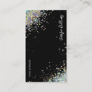 Earring Jewelry Holographic Glitzer Black Display Visitenkarte