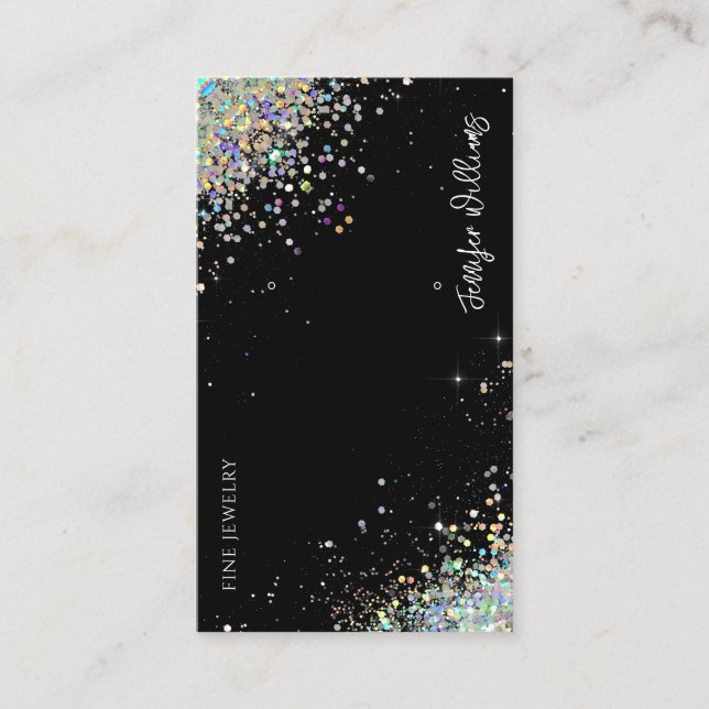 Earring Jewelry Holographic Glitzer Black Display Visitenkarte (Vorderseite)