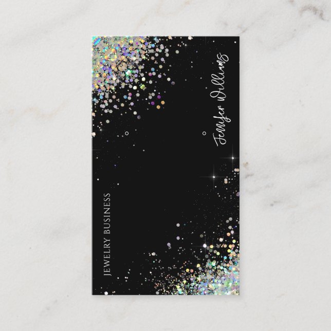 Earring Jewelry Holographic Glitzer Black Display Visitenkarte (Vorderseite)