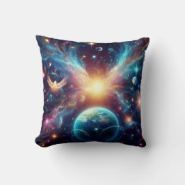 Earth and Outer Space on a Decorative Throw Pillow Kissen