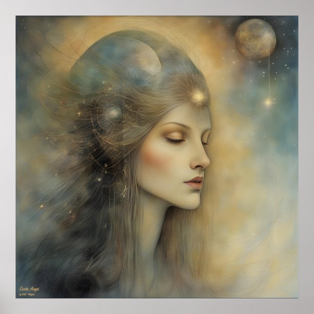 Earth Angel AI Fantasy Digital Art Print Portrait Poster (Vorne)