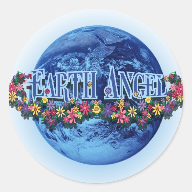 Earth Angel Runder Aufkleber (Vorderseite)