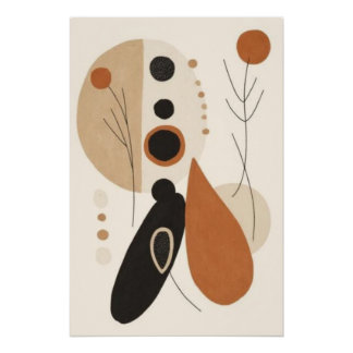 Earth Balance I | Moderne abstrakte botanische Geo Poster