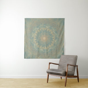 Earth Bloom Mandala – Texturierte geometrische Kun Wandteppich