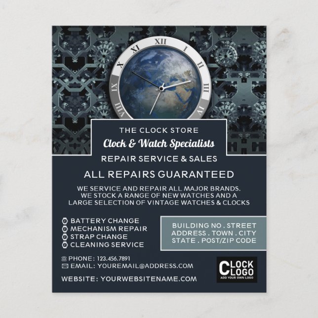 Earth Clock, Horologin Advertising Flyer (Vorne)