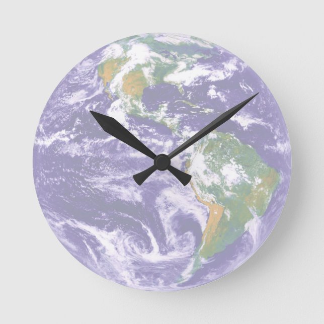 Earth Clock Runde Wanduhr (Vorderseite)