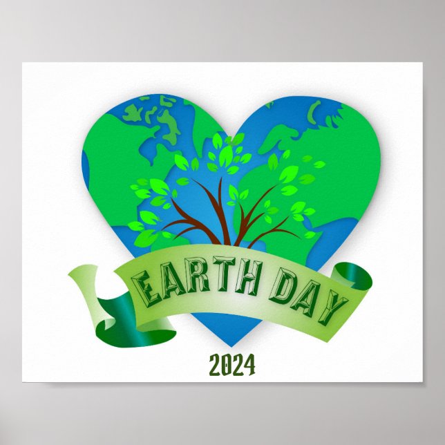 Earth Day 2024 Heart Green Poster (Vorne)