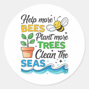 Earth Day 2025 Gerettet Bienen Pflanze Bäume Saube Runder Aufkleber