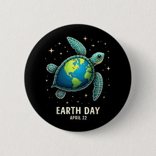 Earth Day 2025 Restore Earth Sea Turtle Art Rett T Button