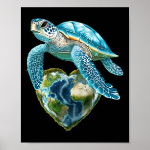 Earth Day 2025 Restore Earth Sea Turtle Art Rett T Poster