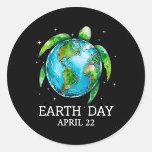 Earth Day 2025 Restore Earth Sea Turtle Art Rett T Runder Aufkleber