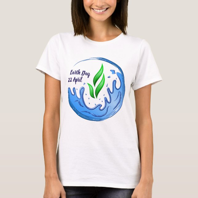 Earth Day 2025 Unser Power Unser Planet-Wappen T-Shirt (Vorderseite)