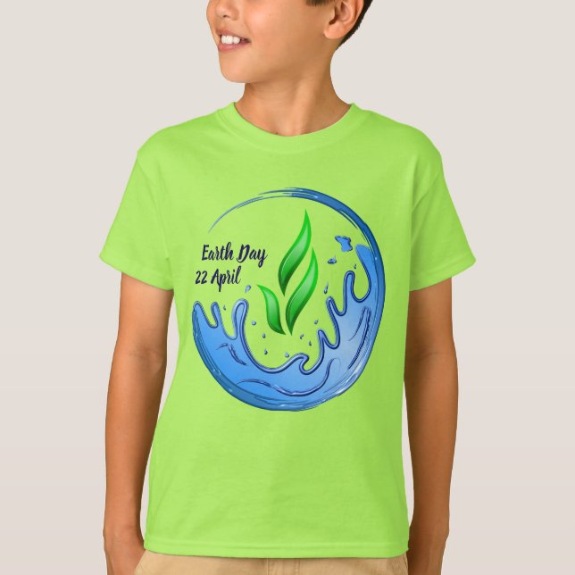 Earth Day 2025 Unser Power Unser Planet-Wappen T-Shirt (Vorderseite)