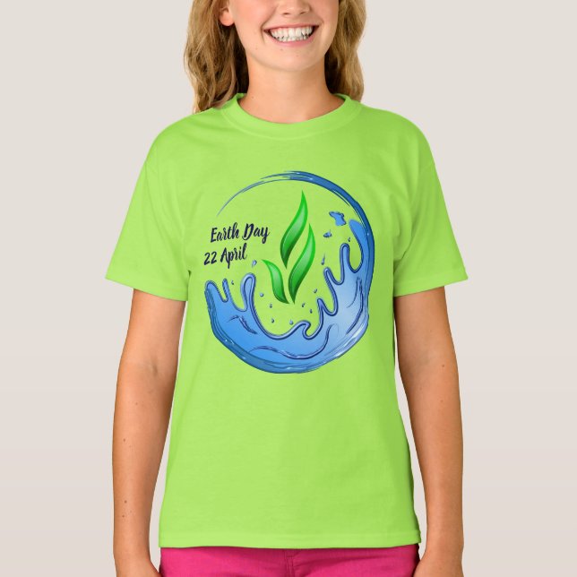Earth Day 2025 Unser Power Unser Planet-Wappen T-Shirt (Vorderseite)