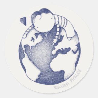 Earth Day Aufkleber - Blau auf Creme