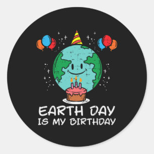 Earth Day Birthday Ballon Cake 22 Männer Frauen Runder Aufkleber