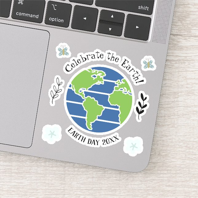 Earth Day Blue Green Globe Map Planet Aufkleber (Detail)