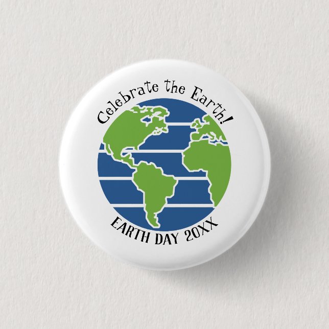 Earth Day Blue Green Globe Map Planet Button (Vorderseite)