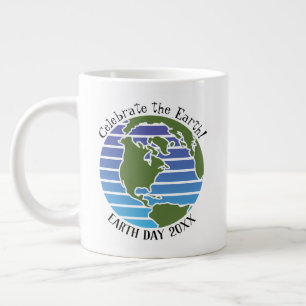 Earth Day Blue Green Globe Map Planet Jumbo-Tasse